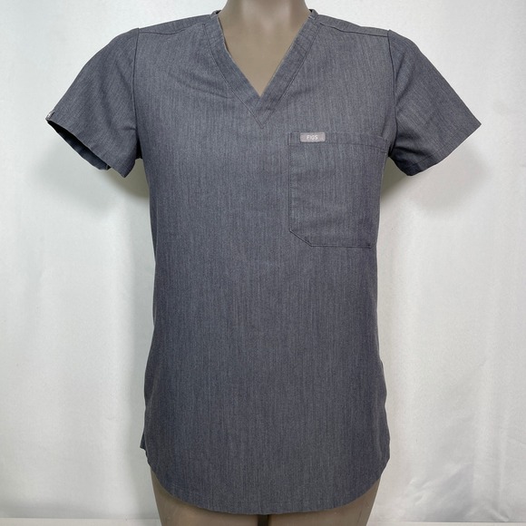 Figs Other - FIGS Catarina One-Pocket Charcoal Gray Heather Scrub Top Women's XXS